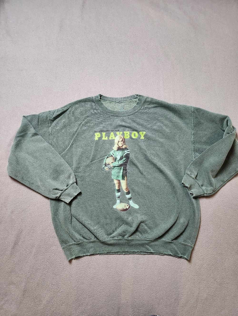 Urban Outfitters Olive Green 'Playboy' Graphic Sweatshirt
